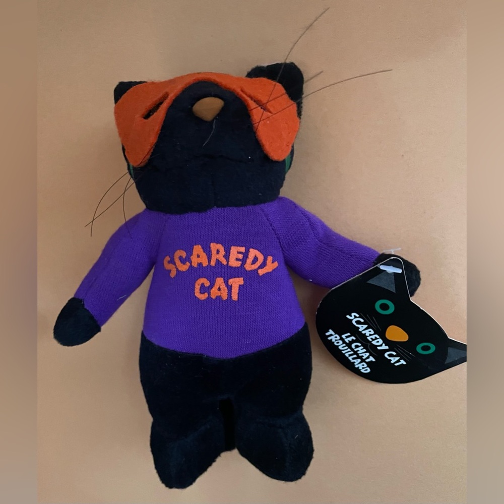 Vintage Hallmark Scaredy Cat Plush Toy with Purple Shirt